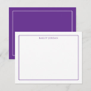 Modern Double Border Purple Stationery Card