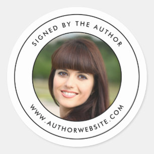 Modern Double Border Signed By The Author Photo Classic Round Sticker