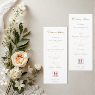 Modern Double Happiness Chinese Wedding Menu  
