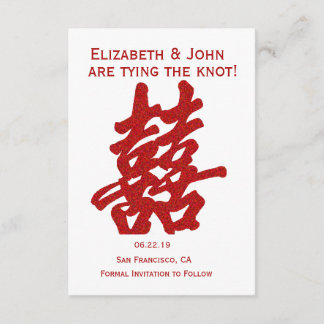 Modern Double Happiness Save the Date