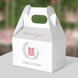 Modern Double Happiness Wedding Thank You Favor Box