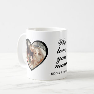 Modern Double Heart 2 Photos Love You Mom Coffee Mug