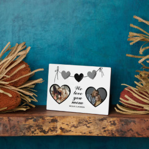 Modern Double Heart 2 Photos Love You Mom Plaque