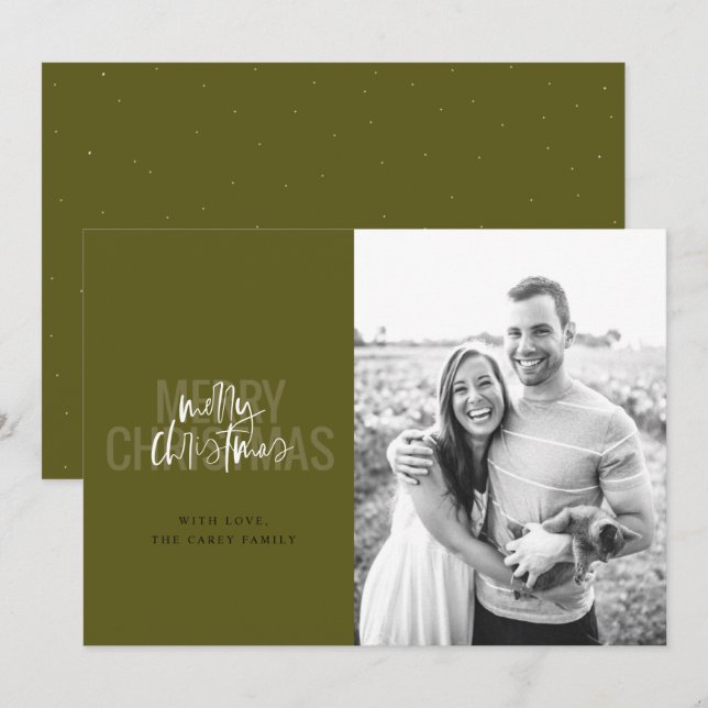 Modern Double Merry Christmas in Evergreen Invitat Holiday Card (Front/Back)