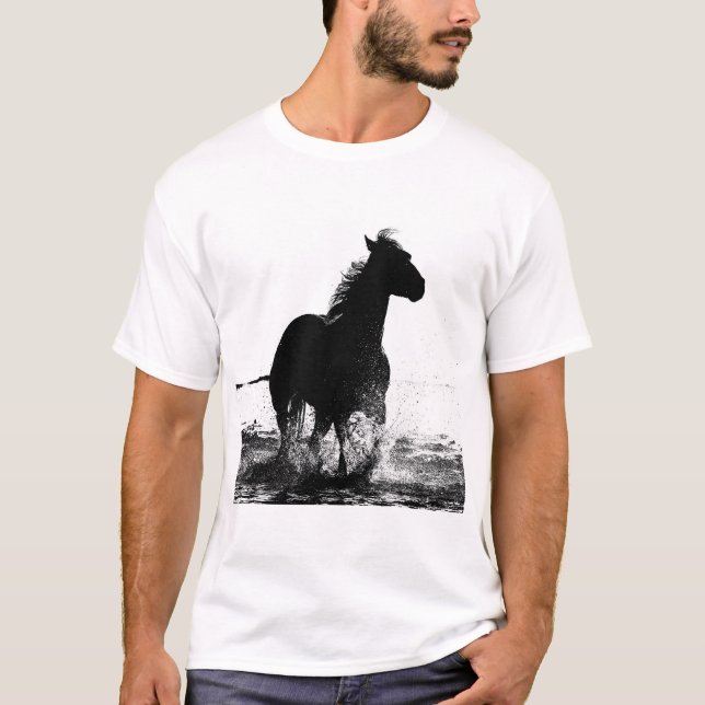 Modern Double Sided Design Running Horse Mens T-Shirt (Front)