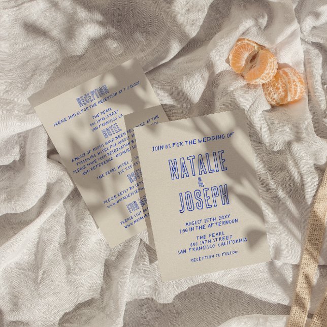 Modern Double Sided Hand-Written Retro Wedding Invitation (Creator Uploaded)