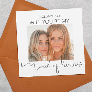 Modern Double Sided Photo Maid Of Honour Proposal Invitation