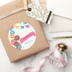 Modern Doughnut Baby Sprinkles Baby Shower Classic Round Sticker
