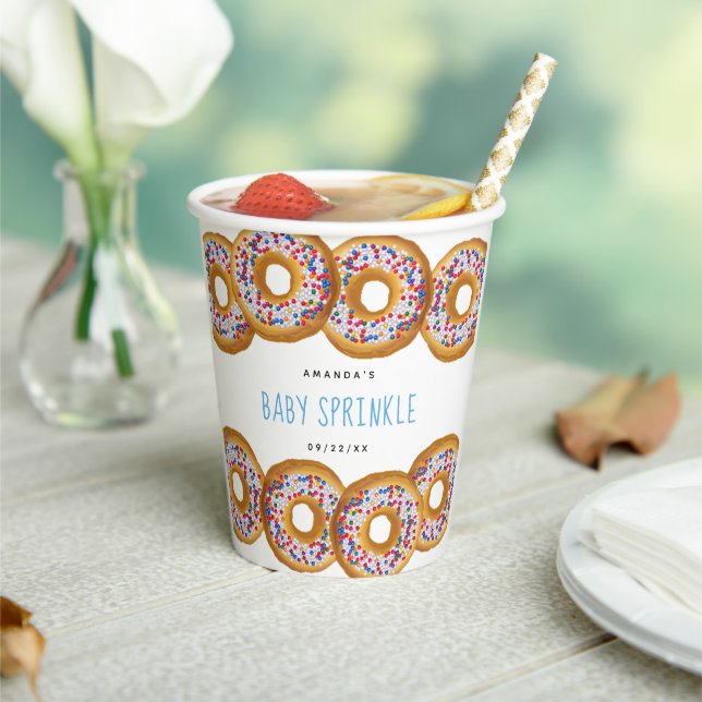 Modern Doughnut Boys Baby Shower Sprinkle Paper Cups (Insitu)