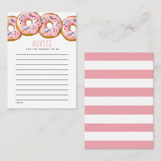 Modern Doughnut Girls Baby Shower Sprinkle Advice Card (Front/Back)
