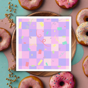 Modern Doughnut Sprinkles Chequered Baby Shower Napkin