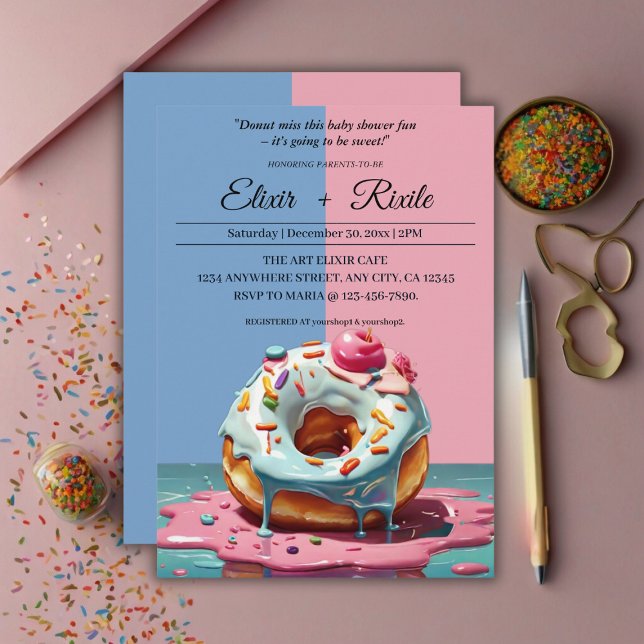Modern Doughnut Sprinkles Gender Neutral Baby Show Invitation (Creator Uploaded)