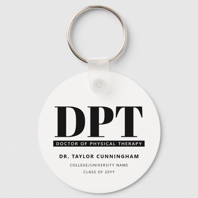 Modern DPT Doctor of Physical Therapy Graduation Keychain (Front)