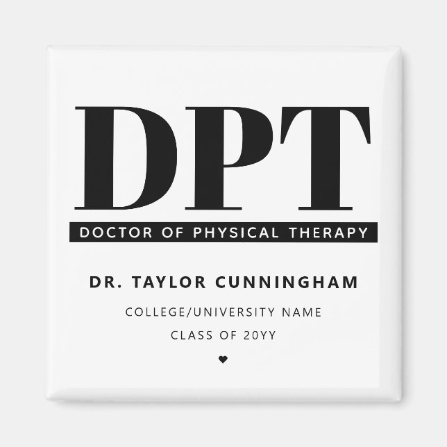 Modern DPT Doctor of Physical Therapy Graduation Magnet (Front)