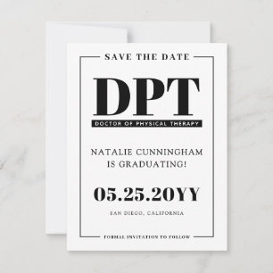 Modern DPT Graduation Save the Date Card