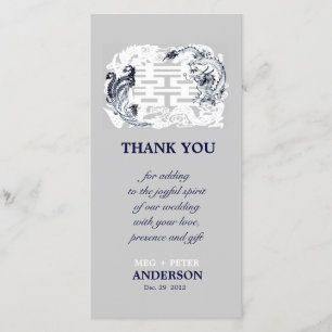 Modern Dragon-Phoenix Chinese Wedding Thank You Card
