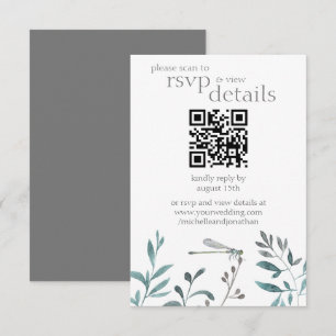 Modern Dragonfly Wedding QR Code Details and RSVP Card