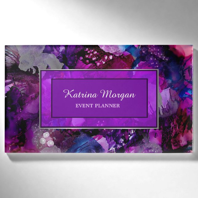 Modern Dramatic Inks Purple Name Tag (Front)