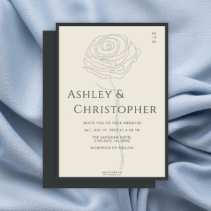 Modern Drawn Floral Black Onyx Wedding Invitation