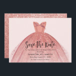 Modern Dress Sweet 16 Script Birthday Save The Date<br><div class="desc">Featuring a pretty blush pink dress and faux rose gold glitter and modern script,  this birthday invitation is perfect for a princess to send out to guests for the impending celebration. Easily replace the party details by clicking the "Personalize" button.</div>