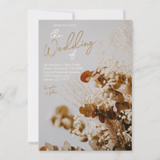 Modern Dried Floral Boho Rustic Wedding Invitation