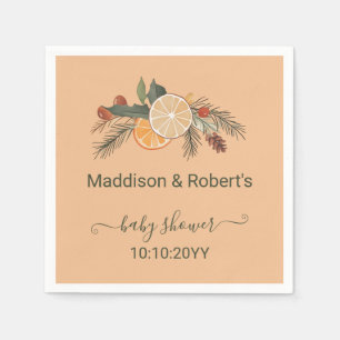 Modern Dried Winter Citrus Baby Shower  Napkin