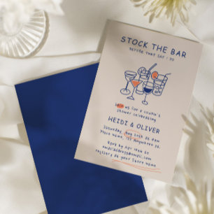 Modern Drink Sketch Stock The Bar Couples Shower Invitation