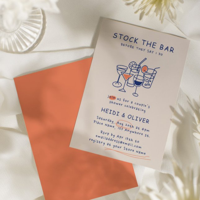 Modern Drink Sketch Stock The Bar Couples Shower Invitation (Modern Drink Sketch Stock The Bar Couples Shower Invitation)