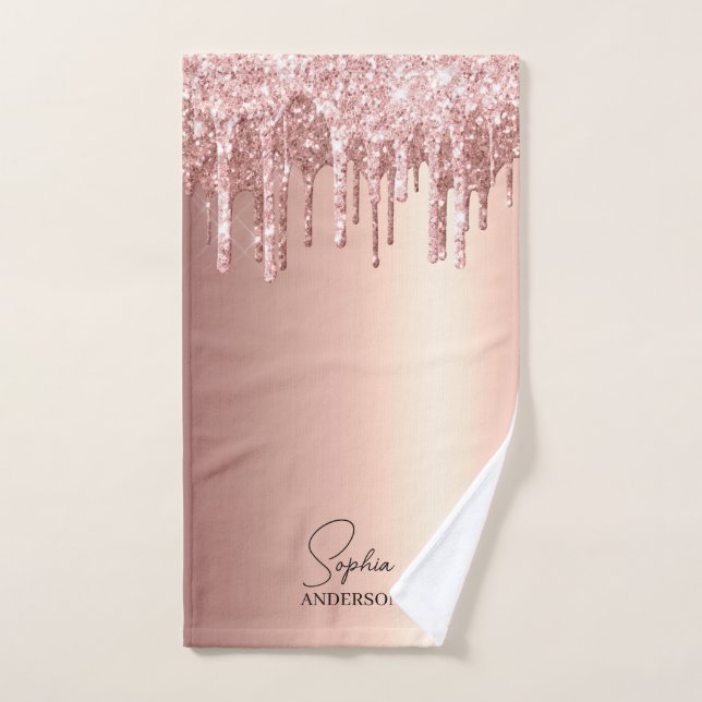 Modern Dripping Rose Gold Hand Towel (Hand Towel)