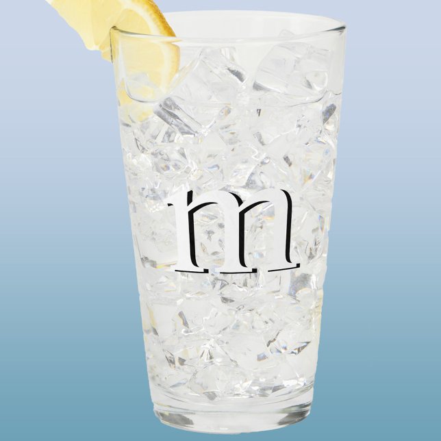 Modern Drop Shadow Monogram Initial Lower Case Glass (Simple lower case drop shadow personalized monogram initial glass tumbler)