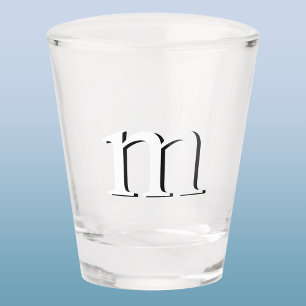 Modern Drop Shadow Monogram Initial Lower Case Shot Glass