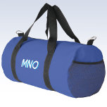 Modern Drop Shadow Monogram Initials Blue Duffle Bag<br><div class="desc">Modern minimalist monogram initial design which can be changed to personalize. White on a deep blue background with a bright turquoise blue 3D effect drop shadow. Stand out from the crowd with this eyecatching stylish personalized design.</div>