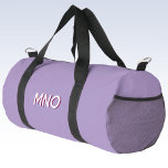 Modern Drop Shadow Monogram Initials Lilac Duffle Bag<br><div class="desc">Modern minimalist monogram initial design which can be changed to personalize. White on a lilac purple background with a dark cherry pink 3D effect drop shadow. Stand out from the crowd with this eyecatching stylish personalized design.</div>