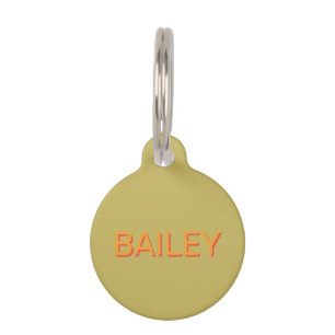 Modern drop shadow name contact orange olive green pet tag