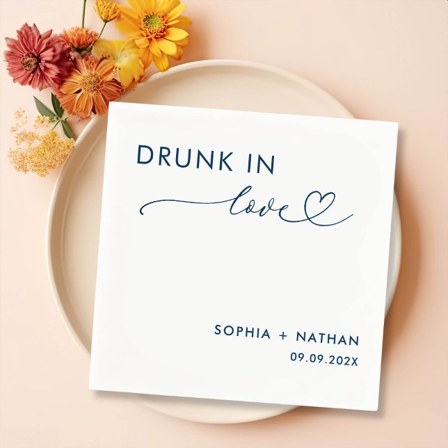 Modern Drunk In Love Personalized Wedding Napkin (Creator Uploaded)
