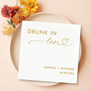 Modern Drunk In Love Personalized Wedding Napkin