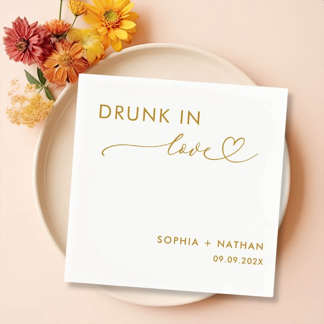 Modern Drunk In Love Personalized Wedding Napkin (Creator Uploaded)