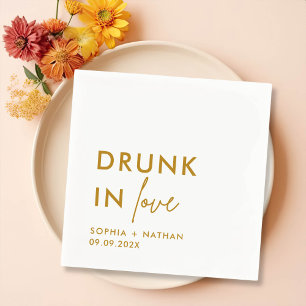 Modern Drunk In Love Personalized Wedding Napkin