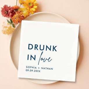 Modern Drunk In Love Personalized Wedding Napkin