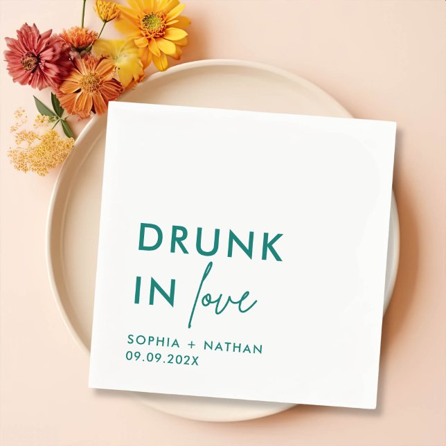 Modern Drunk In Love Personalized Wedding Napkin (Creator Uploaded)