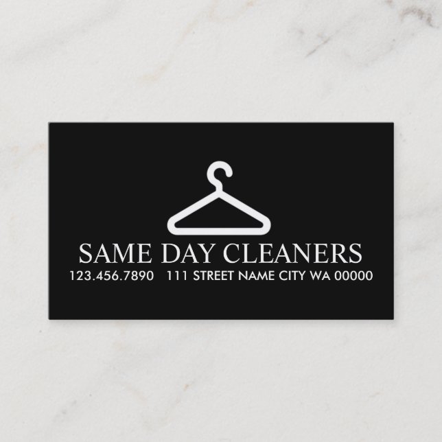 Modern Dry Cleaning Cleaners Business Card (Front)
