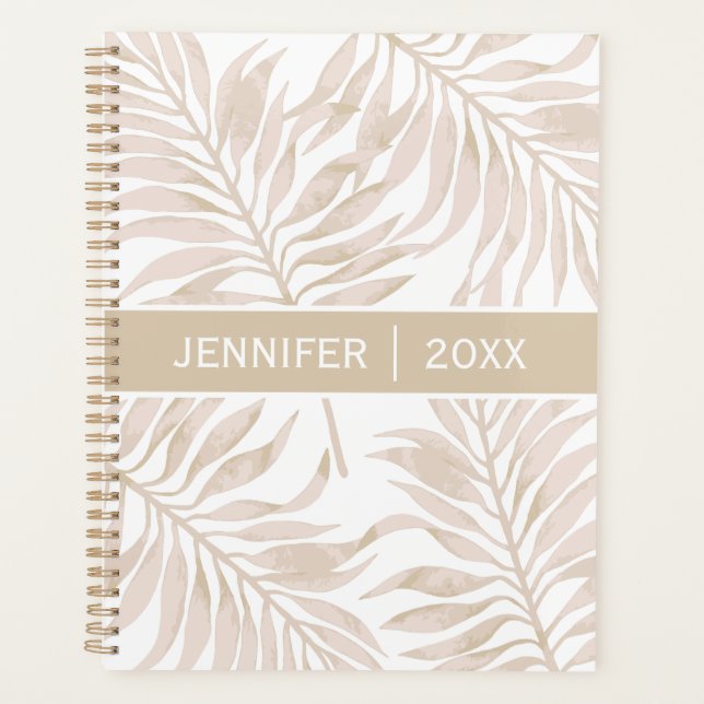Modern Dry Palm Leaf Boho Name Script Planner (Front)