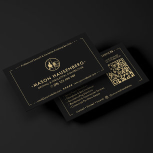 Modern Drywall & Insulation Contractor Black Business Card