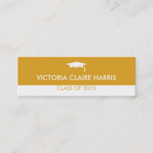 Modern dull gold color block graduation name card