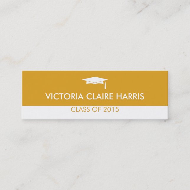 Modern dull gold colour block graduation name card (Front)