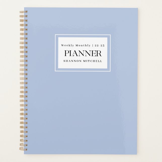 Modern Dusty Blue 2022 2023 Weekly Monthly Planner (Front)