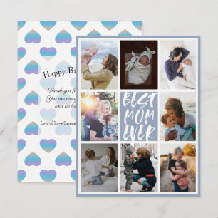 Modern Dusty Blue 8 Photo Collage Best Mom Ever