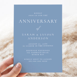 Modern Dusty Blue All Years Wedding Anniversary Invitation