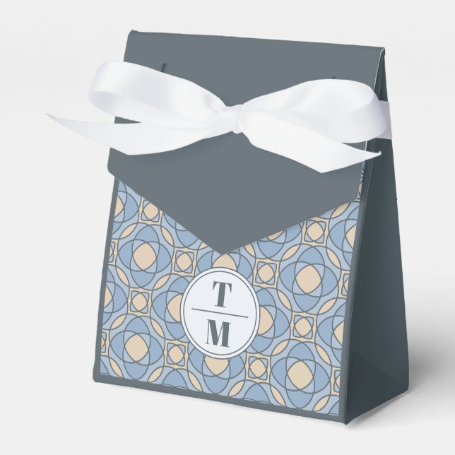 Modern Dusty Blue Art Deco Wedding Favor Box (Front Side)