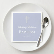 Modern Dusty Blue Baptism Paper Napkin